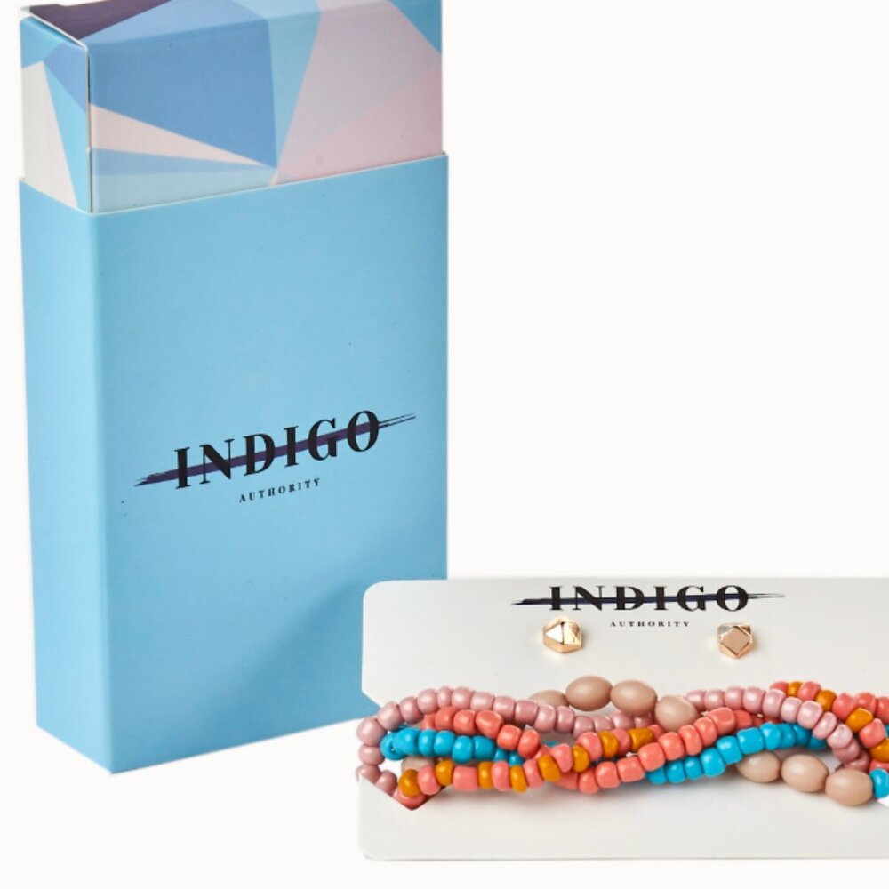 Indigo Authority Monarch Pastel Bracelet + Earring Set - NWT